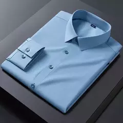 Imagem do Homens de Manga Longa Stretch Camisas, Anti-Rugas Camisas, Slim Fit, Blusa de Negócios Sociais, Branco, Novo, S-8XL
