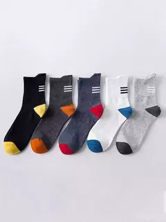Imagem do Meias altas e respiráveis masculinas, meias esportivas de rua, algodão, na moda, tamanho 39-44, 100% algodão, 5 pares