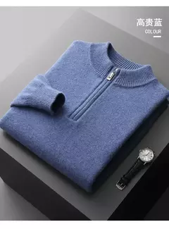Suéter de malha de caxemira masculino, casaco de alta qualidade, gola meia altura, pulôver grosso, quente, tamanho grande, 100% lã, brincalhão, jovem, inverno, novo na internet