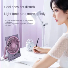 Ultra fino mini ventilador usb recarregável cartão ventilador lcd display digital ajuste de 6 velocidades pendurado suporte dupla utilização ventilador de mesa na internet