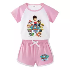 Boys Paw Patrol T-shirt manga curta Top e Shorts Set, bebê meninos roupas, roupas dos desenhos animados, terno verão, novo conjunto infantil, 2022, 2pcs