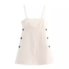 Imagem do TRAFZA-Vestido Feminino Sem Costas, Vestido Linha A, Curto, Chique, Elegante, Voar, Voar, Listrado, Verão, 2022