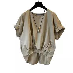 ZANZEA-Blusa de manga curta feminina, tops elegantes, gola em O, camisa monocromática OL, tops casuais femininos, soltos, festa, moda, verão - Wolf Magazine