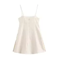 TRAFZA-Vestido Feminino Sem Costas, Vestido Linha A, Curto, Chique, Elegante, Voar, Voar, Listrado, Verão, 2022 - Wolf Magazine