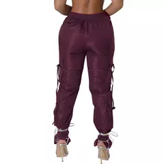 Mulheres cintura frontal V calças largas, monocromáticas calças cargo, Ruched calças Traf de grandes dimensões, moda streetwear, Petite Sweatpant, XXL na internet
