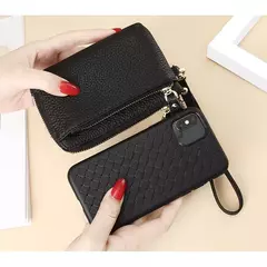 Royal Bagger-carteira curta para mulheres, couro genuíno de vaca, bolsa de embreagem fofa, porta-moedas com zíper, porta-cartão com chaveiro, na moda