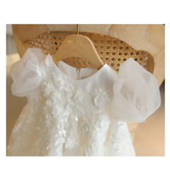 Vestido de princesa de cintura alta personalizado vestido de comunhão fofo vestido de flor branca para bebê, aniversário e casamento, batismo - loja online