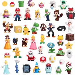 Imagem do 6-18 pçs/set Super Mario Bros PVC Action Figure Brinquedos Bonecas Modelo Conjunto Luigi Yoshi Donkey Kong Cogumelo para crianças presentes de aniversário