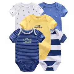 Kiddiezoom-Bodysuits de manga curta recém-nascidos, 100% algodão, infantil Onesies, moda, menino, menina, bebê, 5 pcs por lote na internet