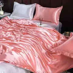 Mulberry Silk Bedding Set, capa de edredão, lençol, fronha, lençol de cetim luxo, cor sólida, rei, rainha, completo, Twin Size na internet