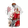 Camisa de Natal estampada 3D do Papai Noel masculina, tops de manga curta, camisas havaianas, roupas grandes soltas, moda