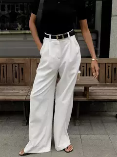 Tossy-Calças femininas de cintura alta, roupa Y2K, retalhos brancos, calças casuais de perna larga, soltas, calças femininas finas, moda outono - loja online