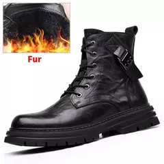 Qualidade superior designer de couro de vaca do vintage botas de neve dos homens de negócios botas de couro genuíno dos homens rendas acima botas de motocicleta ao ar livre - Wolf Magazine