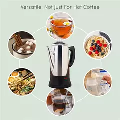 Cafeteira de café elétrica em aço inoxidável, cafeteira, café ferramentas, presente para amantes de café, 110V, 220V, 12 copos