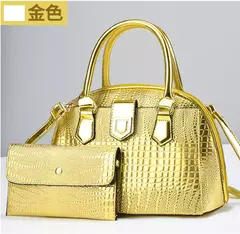 Ombro crocodilo com carteira feminina, bolsa brilhante de couro PU, bolsa de alta qualidade, 2 pçs/set, estilo outono e inverno, 2024 - comprar online