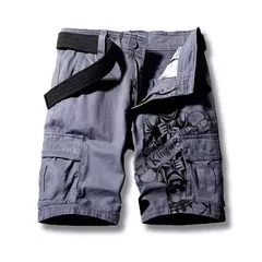 Calça masculina solta de algodão cargo, shorts casuais para esportes ao ar livre, confortável, tamanho grande, níquel, verão - loja online