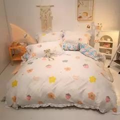 Yanyangtian rendas 4-piece conjunto de cama folha colcha capa fronha linho para a família crianças quarto sala estar conjunto 4 pçs na internet