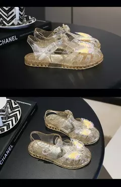 Princesa sandálias romanas para meninas, sapatos de praia, cristal geléia sapatos, glitter, borboleta, novo verão - comprar online