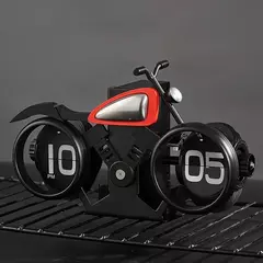 Estilo da motocicleta flip relógio criativo desktop pêndulo decoração americano mecânico motobike relógio - loja online