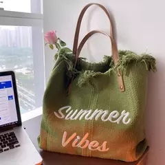 Bolsas de lona grandes para mulheres, bolsa de praia, sacolas de compras, bolsa de ombro axilar feminina, bolsas casuais de alça superior - Wolf Magazine