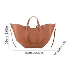 Bolsa de ombro elegante de grande capacidade para mulheres, Bolsa de lazer de couro PU