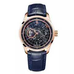 Oblvlo-relógio mecânico automático masculino, relógio impermeável, pulseira de couro, estrela de terra luminosa, prenda casual, moda simples, GC - loja online