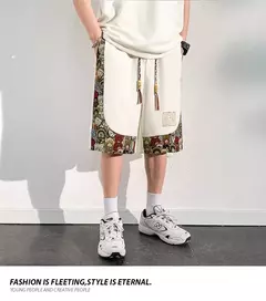 Shorts de homens bordados, roupa masculina, roupa de praia, basquetebol, corrida, calça casual de verão, tamanho grande, novo, 2024 - loja online