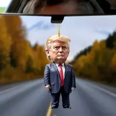 Natal acrílico pendurado ornamento para carro e árvore, pingente dos desenhos animados engraçados, Trump-Inspirado, presente perfeito do feriado, 1pc - Wolf Magazine