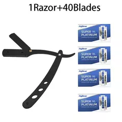 Lâmina de aço inoxidável dobrável para homens, navalha antiquada, raspador manual, raspador de rosto, barbeiro, corpo, faca de depilação facial, nova - loja online