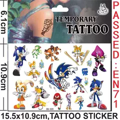 8 estilos sonic brinquedos tatuagem adesivos anime ouriço figura modelo adesivos de longa duração bonito dos desenhos animados crianças partys suprimentos presentes na internet