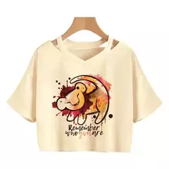 Disney o rei leão colheita topo t camisa recortada harajuku camiseta hakuna matata tshirt feminino topo t roupas femininas