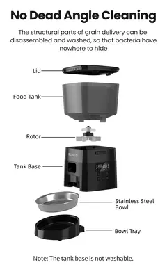 Imagem do Rojoeco alimentador automático para animais de estimação, versão com botão, dispensador automático de comida para gatos, acessórios, controle inteligente, alimentador para animais de estimação para gatos, cães, alimentos secos