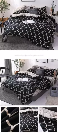 Impresso branco preto capa de edredão rei rainha tamanho colcha capa e fronha 3 pçs consolador conjuntos cama - comprar online
