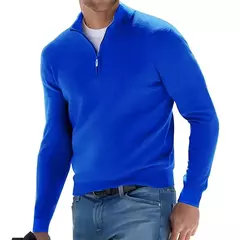 Outono moletom masculino quente pulôver cor sólida meio zíper camisola casual fino com decote em v manga longa moletom masculino inverno topo - comprar online