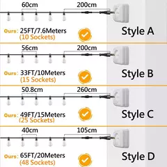 Conectável Diamond Outdoor Light Guirlanda, impermeável Jardim Fairy Lights, Natal Decorativo String Light, E12, 220V, G40 - Wolf Magazine