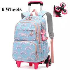 Rolling School Bags for Girls, Mochila impermeável para crianças com rodas, Trolley Luggage Back Pack, Ensino médio