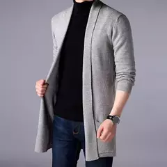 Imagem do Cardigan de tricô masculino, suéter útil, casaco todo, outono e inverno