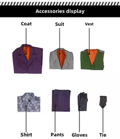 Em estoque batman cavaleiro das trevas coringa palhaço cosplay traje conjunto completo halloween único roupas de propósito especial da china