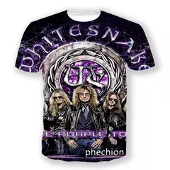 Heavy Metal Rock Whitesnake Band T-shirt para homens e mulheres, impressão 3D, moda hip hop, camiseta de manga curta, camiseta com o pescoço, roupas de verão