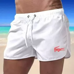 Calção de banho com cordão masculino, roupa de banho, shorts de banho, shorts respiráveis, surfe de verão, calções de praia, calças esportivas
