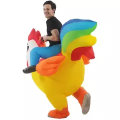 Adulto galo inflável traje engraçado unicórnio elk animais terno inflável halloween carnaval meio corpo explodir terno para cosplay - loja online