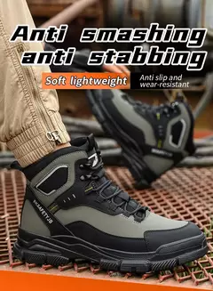 Sapatos de segurança leves impermeáveis masculinos, sapatilha à prova de perfurações, sapato de aço, botas indestrutíveis - loja online