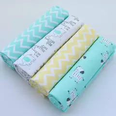 Cobertor de fraldas de flanela supermacio do bebê, Envoltório recém-nascido, 100% algodão, Swaddle impressão, 76x76cm, 4Pc Pack - comprar online