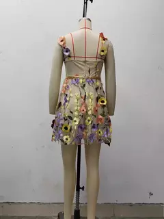 2024 novas roupas femininas europeu americano cross-border amazon estação independente bordado flor envoltório vestido sexy - loja online