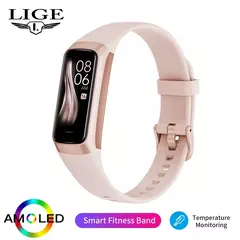 Relógio inteligente LIGE Amoled para homens e mulheres, frequência cardíaca e pressão arterial, pulseira inteligente à prova d'água, rastreador de fitness esportivo, 2024 - Wolf Magazine