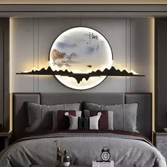 AFRA-Modern Wall Picture LED Light, chinês Criativo Circular, Mural Lâmpada para Casa, Viver, Quarto, Estudo, Mural - comprar online