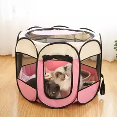 Imagem do Tenda portátil para animais de estimação, canil octogonal, gaiola para gatos, gaiola para cães pequenos, quatro estações, sala de entrega universal para gatos