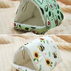 Imagem do Bonito dos desenhos animados inverno coelho esquilo mini gaiola cobaia ninho pequeno animal ratos rato animal de estimação dormir cama hamster casa quente macio esteira
