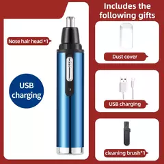 Aparador elétrico recarregável de cabelo para nariz, corte multicinético, recarregável, dois em um, unissex, totalmente automático, aparador lavável