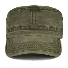 Bonés militares de cadete de algodão lavado VOBOOM para homens com design exclusivo ajustável vintage chapéus de topo plano com furo de ar - loja online